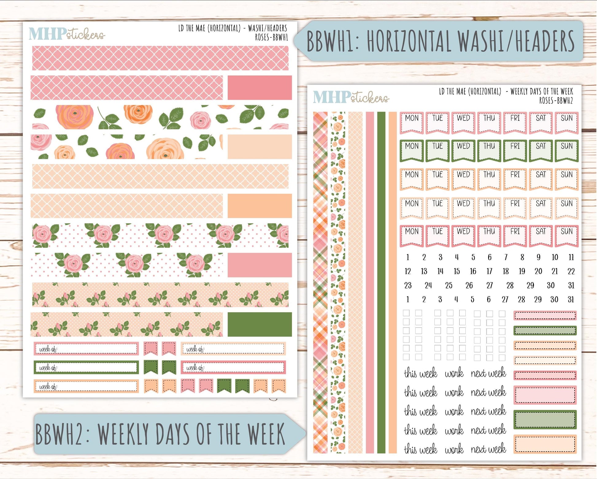 MAY 2026 Stickers for the Mae & Kristy Laurel Denise Planners "Roses" || BB