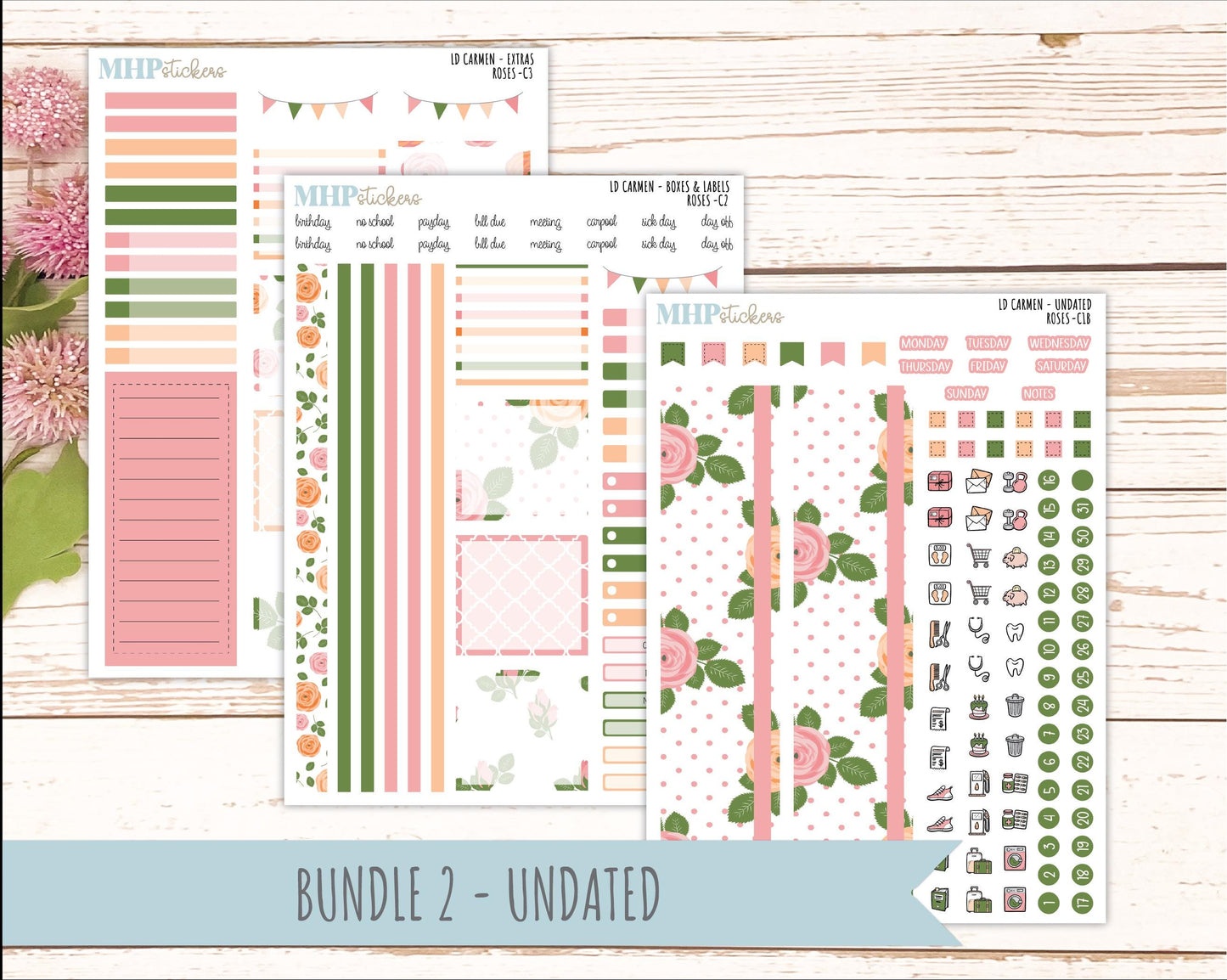 MAY 2026 Stickers for The Carmen Laurel Denise Planner "Roses" || C