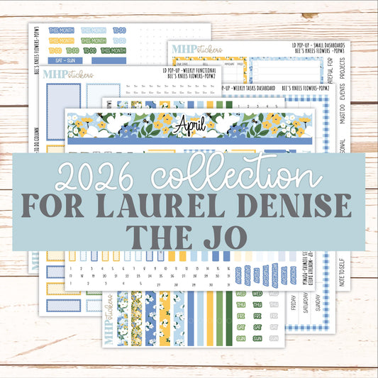 APRIL 2026 Stickers for The Jo, Laurel Denise Planner (Formerly Pop-Up Planner) "Bee's Knees Flowers" || POP