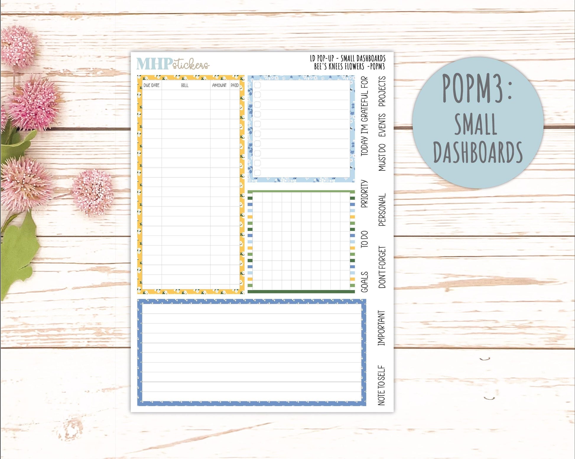 APRIL 2026 Stickers for The Jo, Laurel Denise Planner (Formerly Pop-Up Planner) "Bee's Knees Flowers" || POP