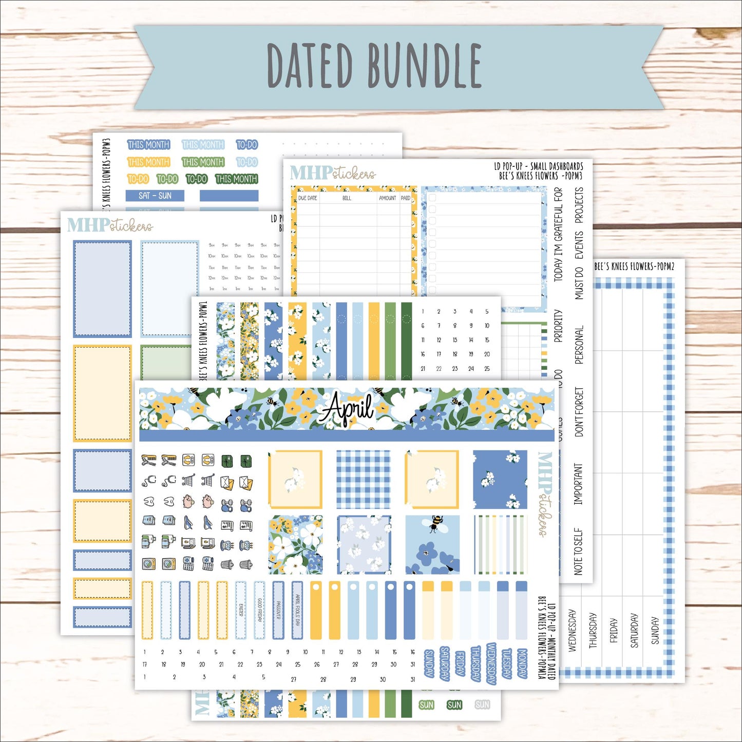 APRIL 2026 Stickers for The Jo, Laurel Denise Planner (Formerly Pop-Up Planner) "Bee's Knees Flowers" || POP