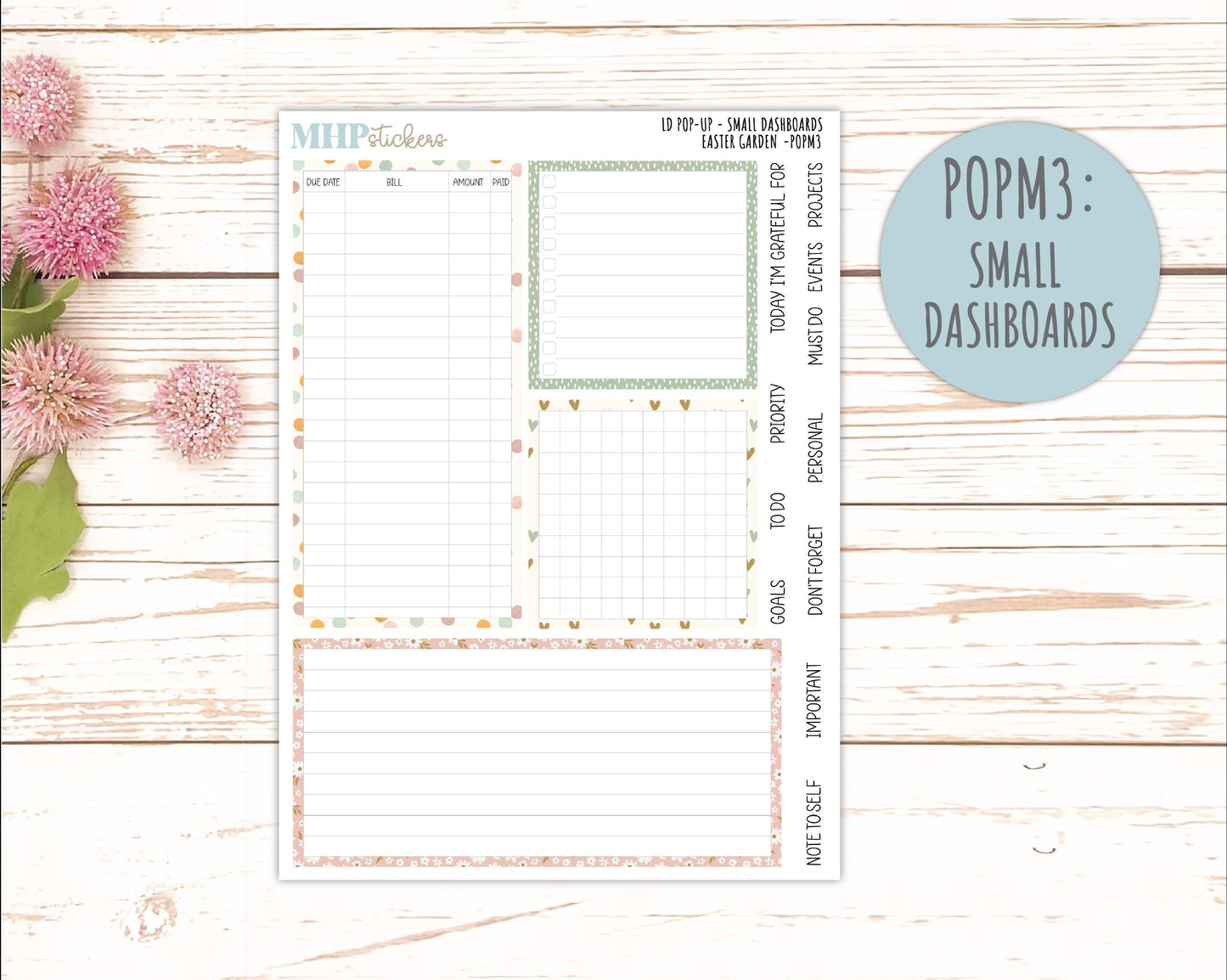 APRIL 2026 Stickers for The Jo, Laurel Denise Planner (Formerly Pop-Up Planner) "Easter Garden" || POP
