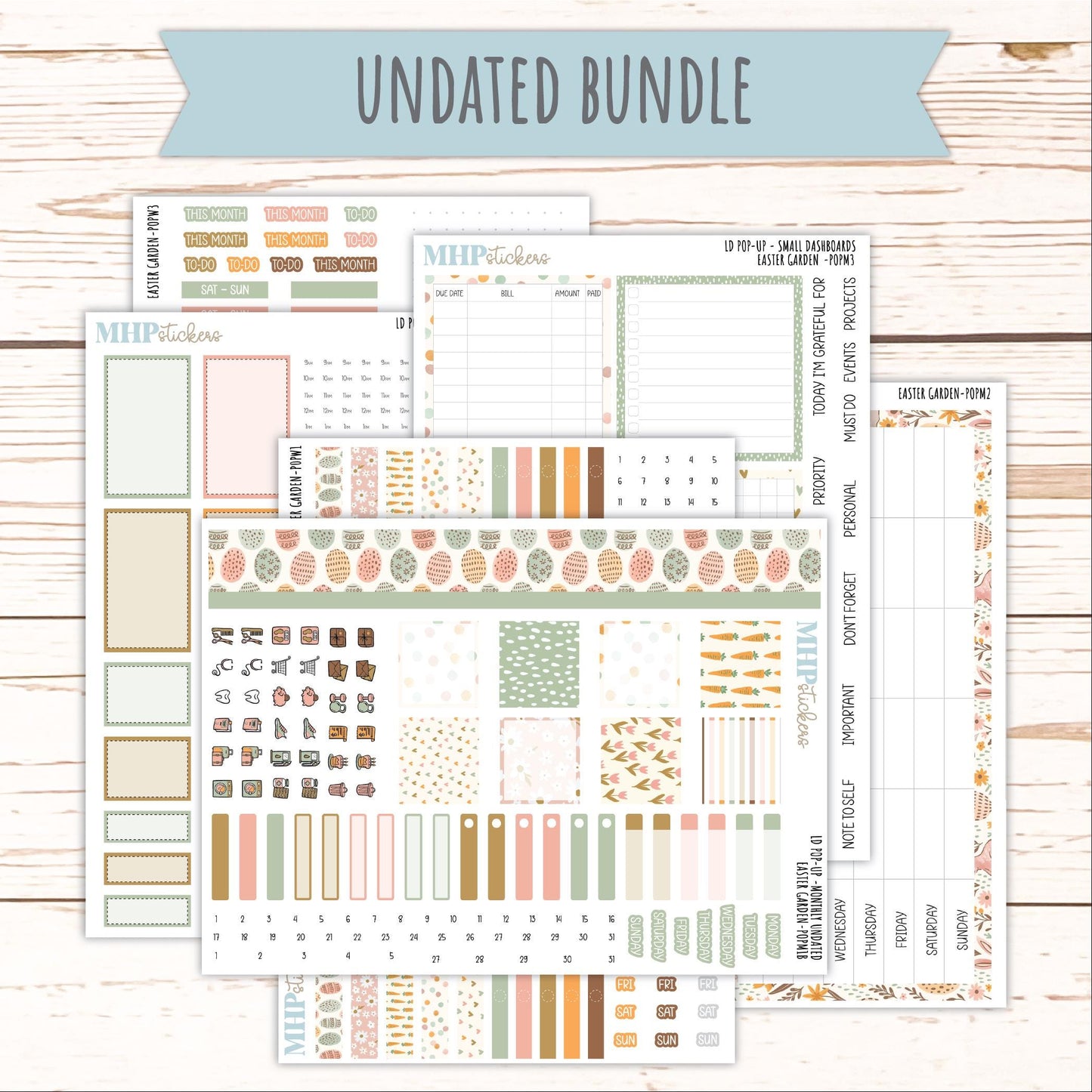 APRIL 2026 Stickers for The Jo, Laurel Denise Planner (Formerly Pop-Up Planner) "Easter Garden" || POP