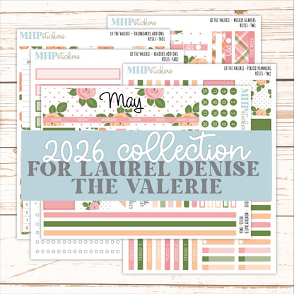 MAY Stickers for The Valerie Laurel Denise Planner "Roses" || TC
