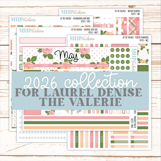 MAY Stickers for The Valerie Laurel Denise Planner "Roses" || TC