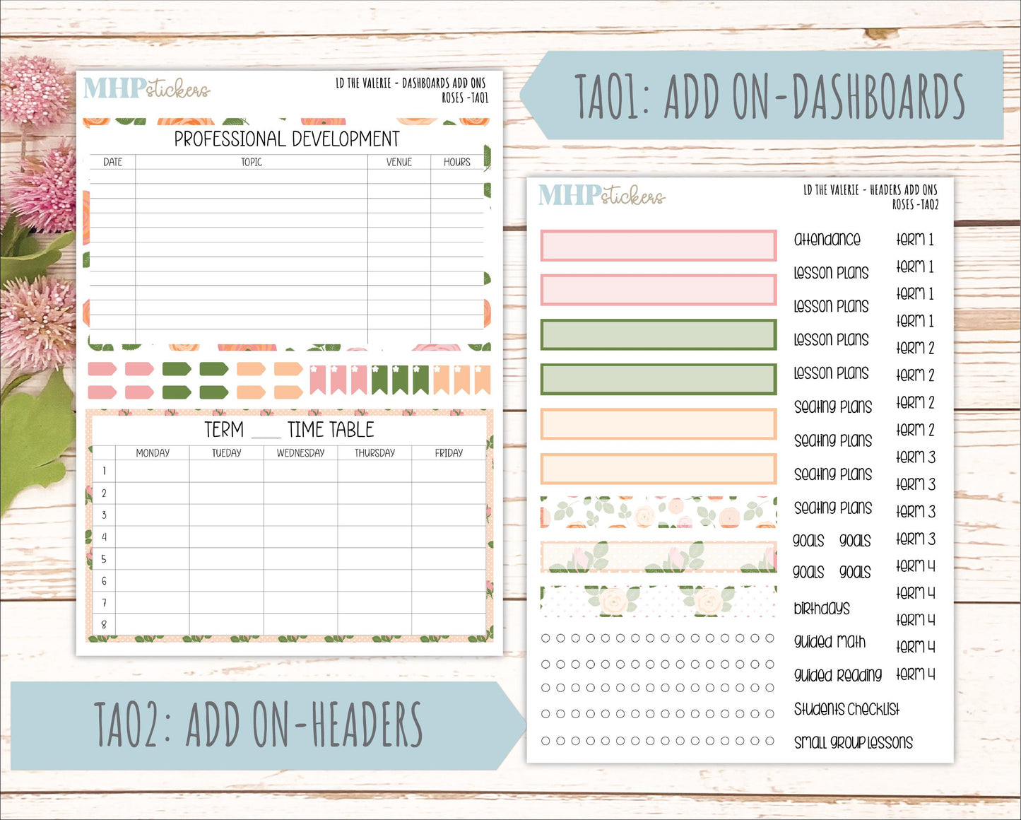 MAY Stickers for The Valerie Laurel Denise Planner "Roses" || TC