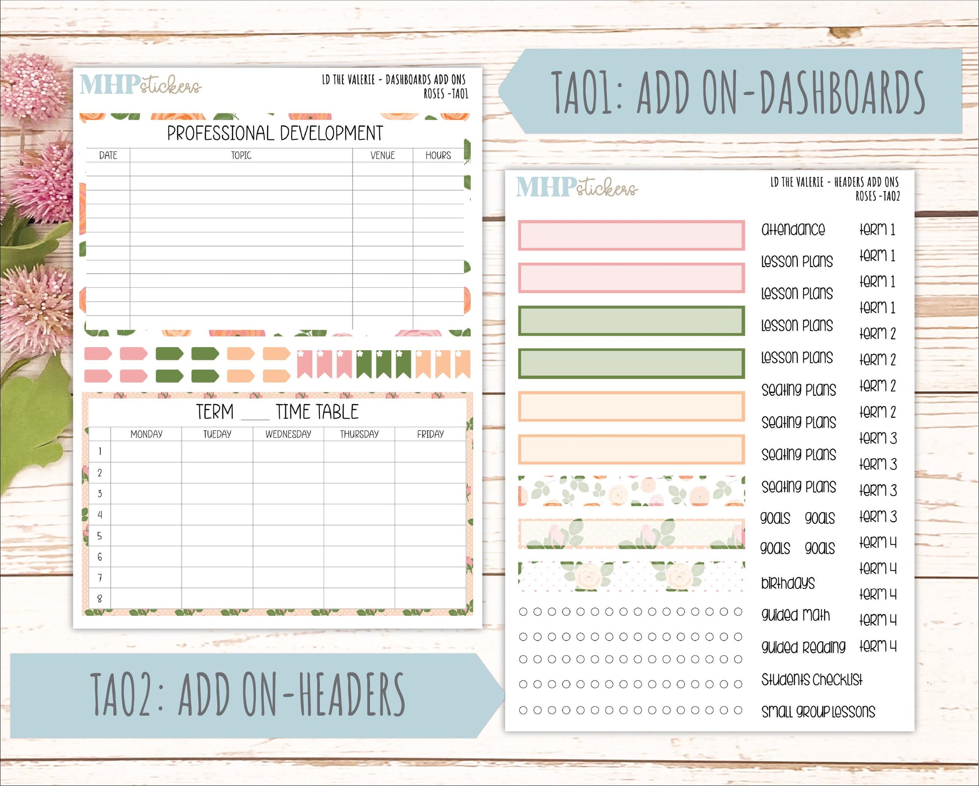 MAY Stickers for The Valerie Laurel Denise Planner "Roses" || TC