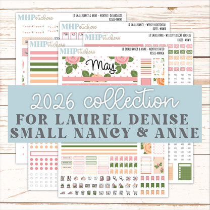 MAY 2026 Stickers for Small Nancy & Anne Laurel Denise Planners "Roses" || MN