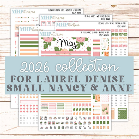 MAY 2026 Stickers for Small Nancy & Anne Laurel Denise Planners "Roses" || MN