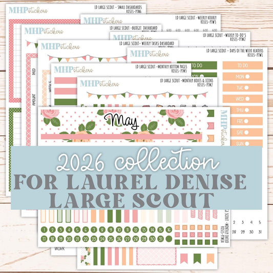 MAY 2026 Stickers for the Large Scout Laurel Denise Planners. "Roses" || PT
