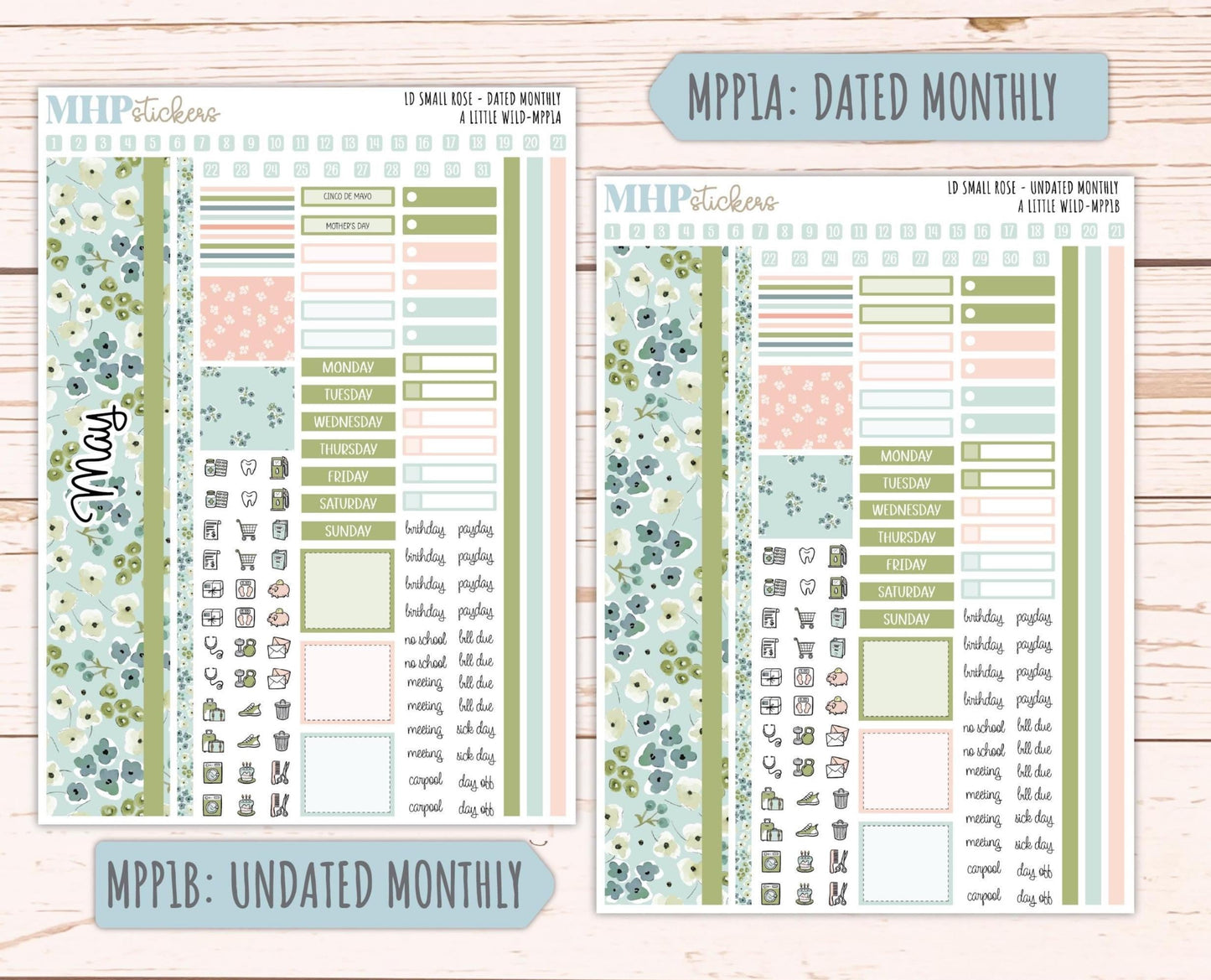 MAY 2026 Stickers for The Small Rose Laurel Denise Planner. "A Little Wild" || MPP