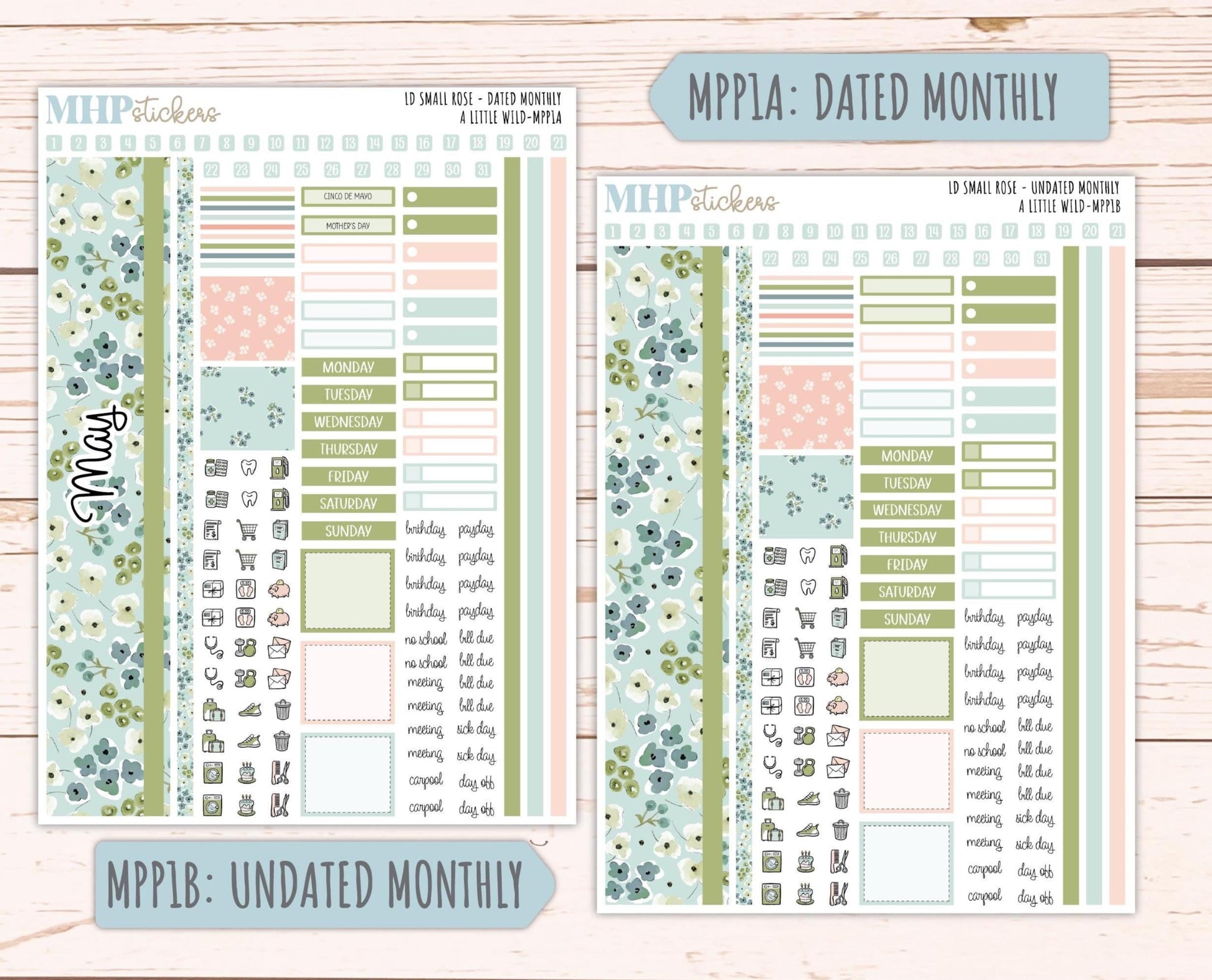 MAY 2026 Stickers for The Small Rose Laurel Denise Planner. "A Little Wild" || MPP