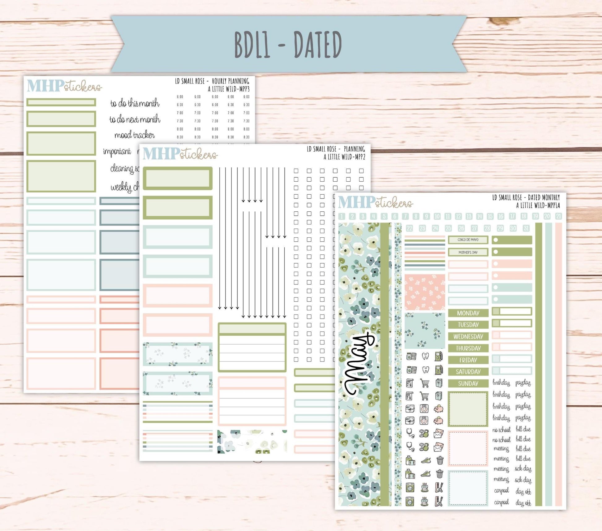 MAY 2026 Stickers for The Small Rose Laurel Denise Planner. "A Little Wild" || MPP