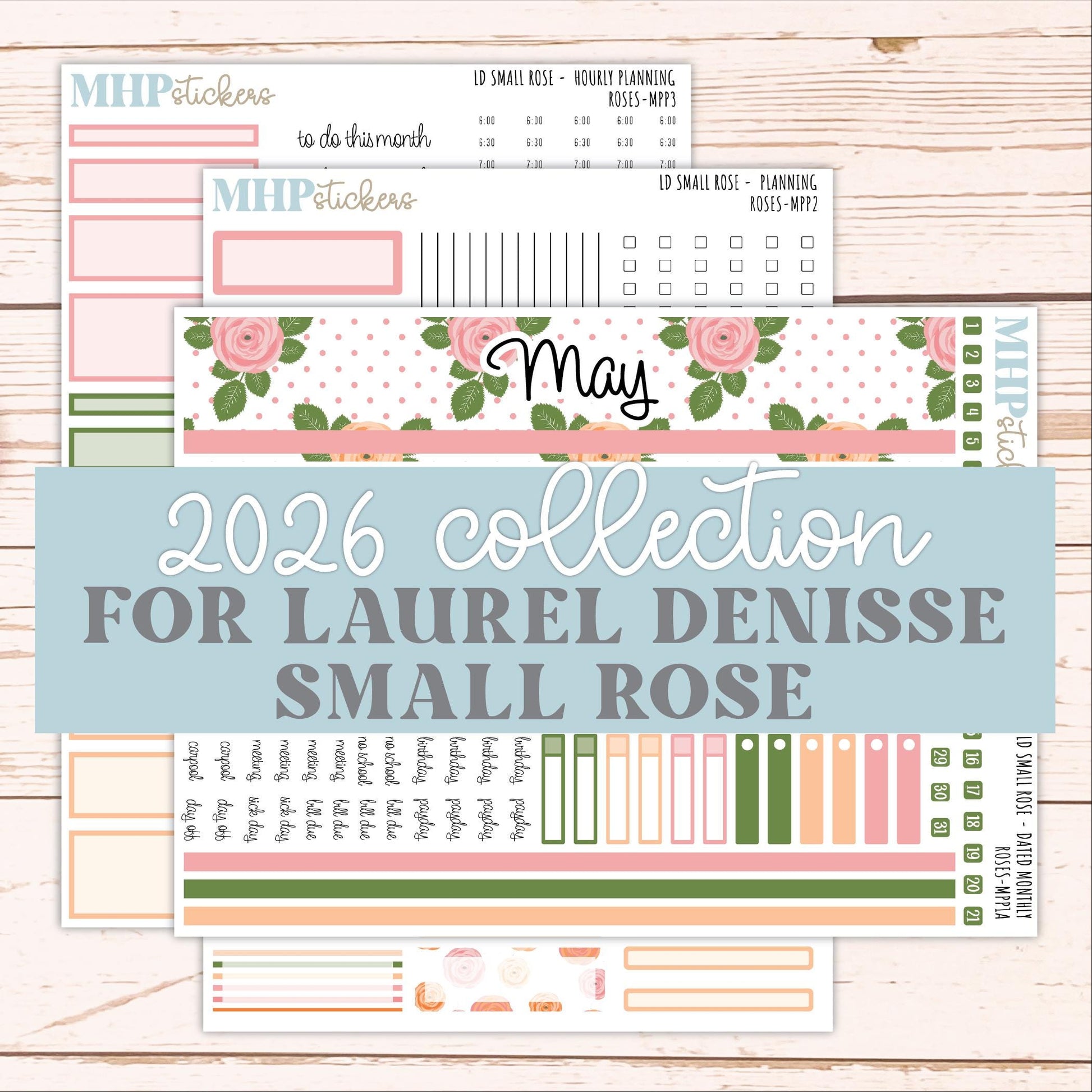 MAY 2026 Stickers for The Small Rose Laurel Denise Planner. "Roses" || MPP
