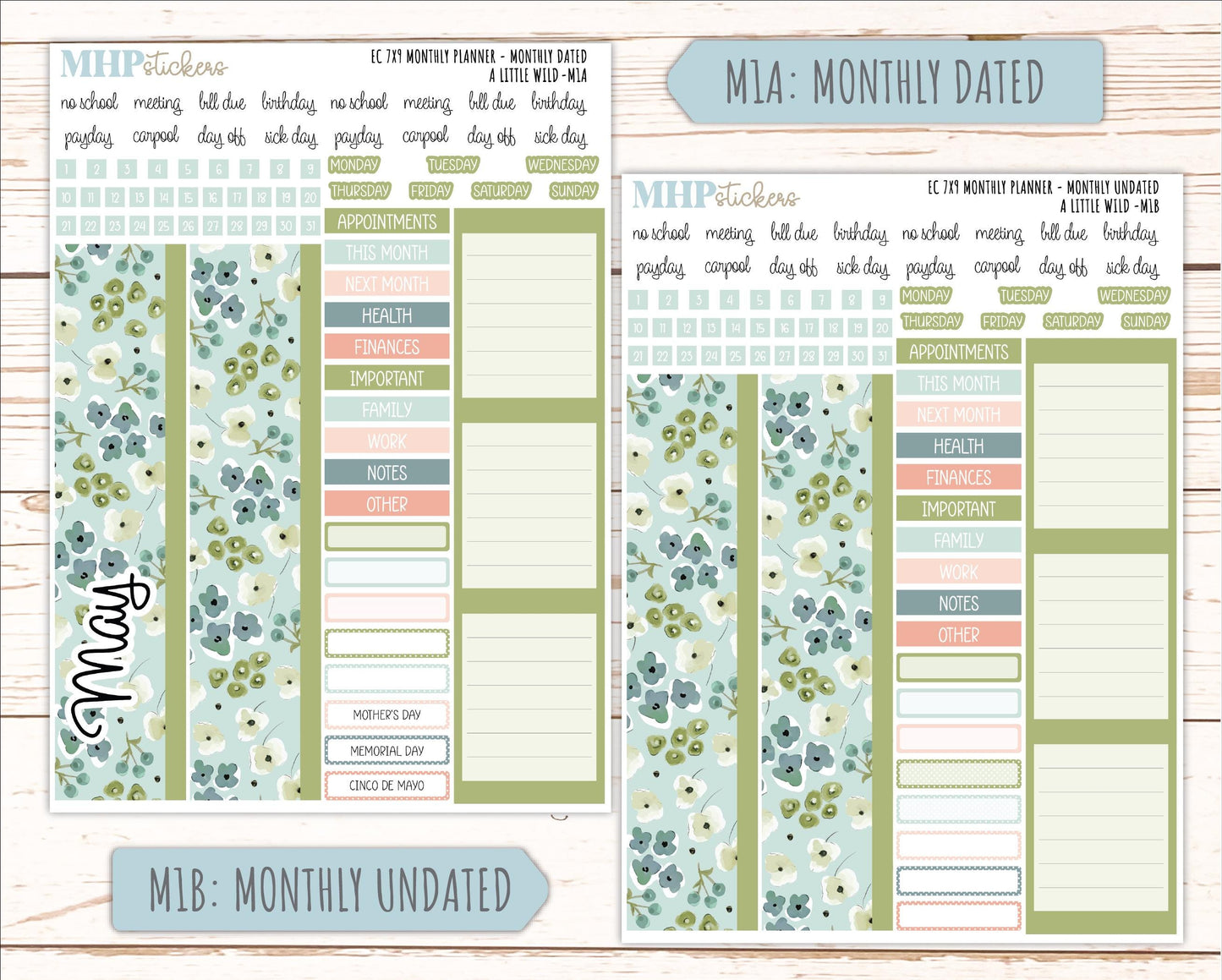 MAY Monthly Kit for 7x9 Erin Condren Planners. 2026 Collection "A Little Wild" || ECM
