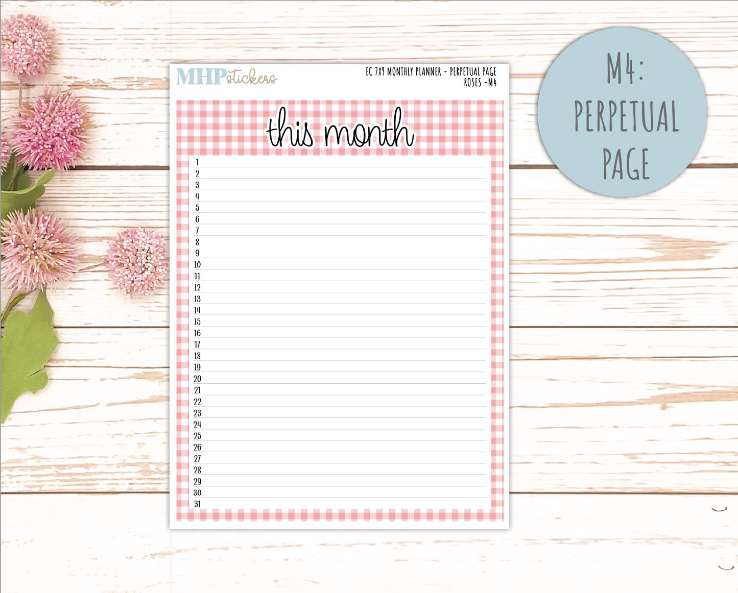 MAY Monthly Kit for 7x9 Erin Condren Planners. 2026 Collection "Roses" || ECM
