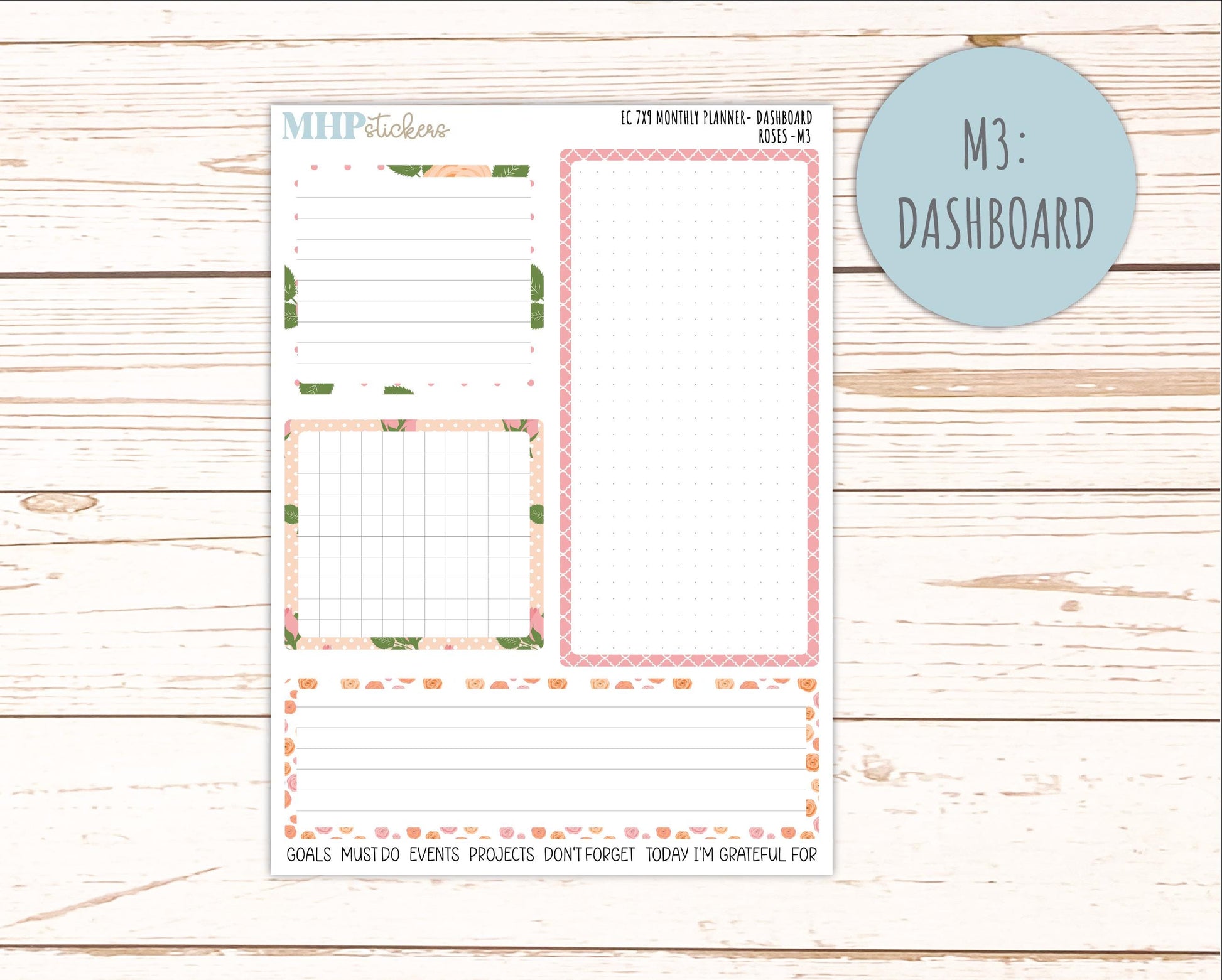 MAY Monthly Kit for 7x9 Erin Condren Planners. 2026 Collection "Roses" || ECM