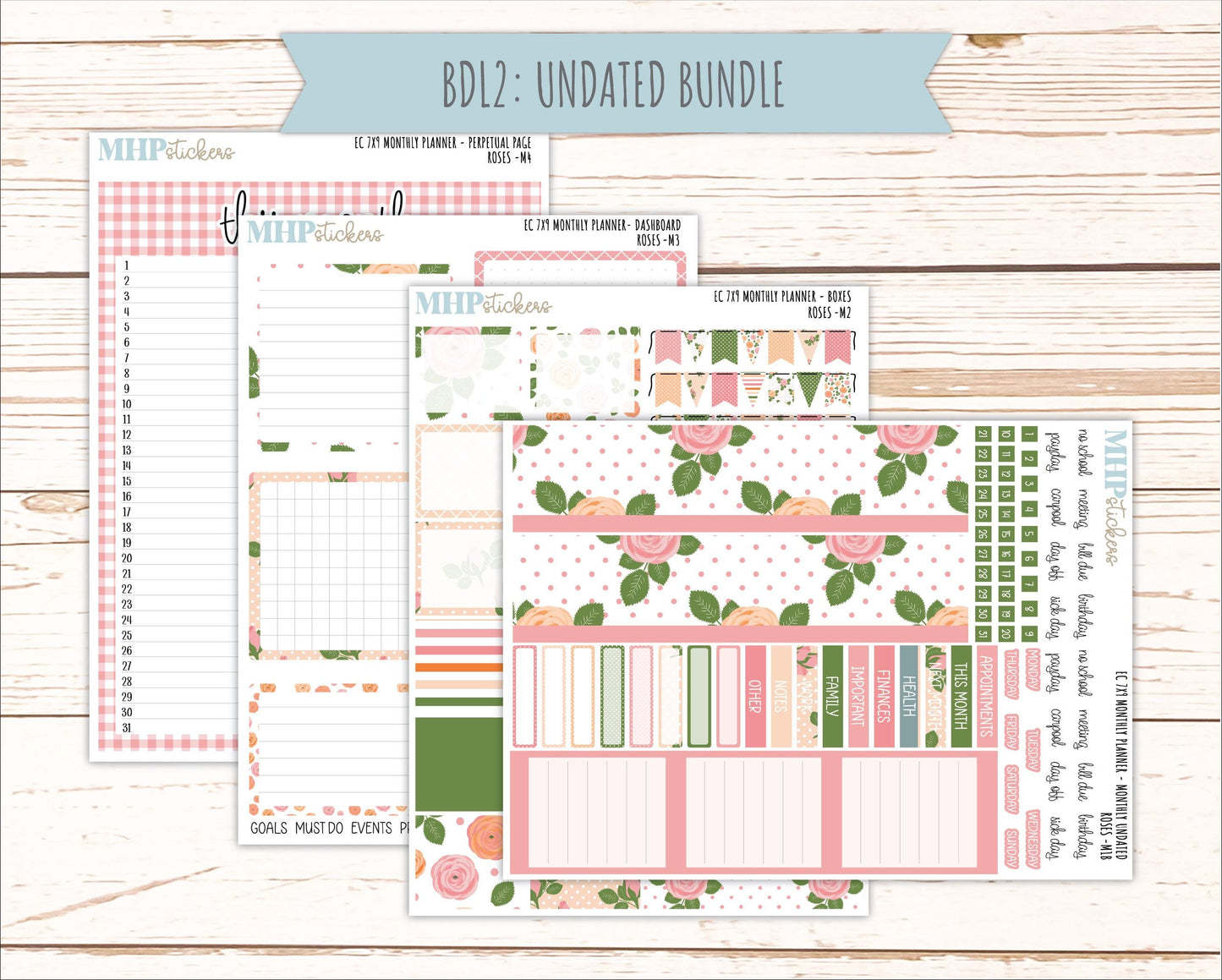 MAY Monthly Kit for 7x9 Erin Condren Planners. 2026 Collection "Roses" || ECM