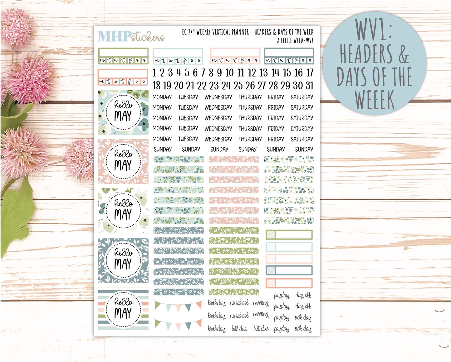 MAY Weekly Vertical Kits for 7x9 Erin Condren Planners. 2026 Collection "A Little Wild" || ECWV
