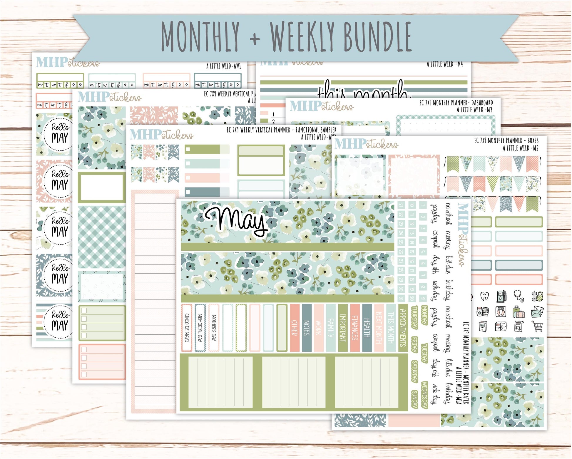 MAY Weekly Vertical Kits for 7x9 Erin Condren Planners. 2026 Collection "A Little Wild" || ECWV