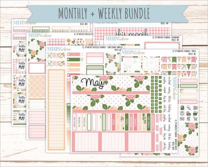 MAY Weekly Vertical Kits for 7x9 Erin Condren Planners. 2026 Collection "Roses" || ECWV
