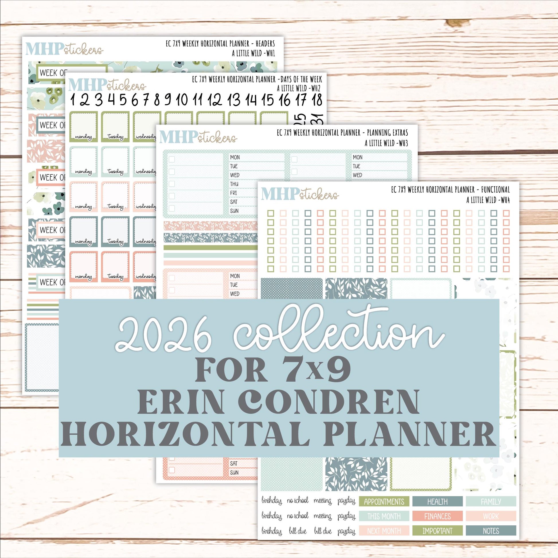 MAY Weekly Horizontal Planning Kit for 7x9 Erin Condren Planners. 2026 Collection "A Little Wild" || ECWH