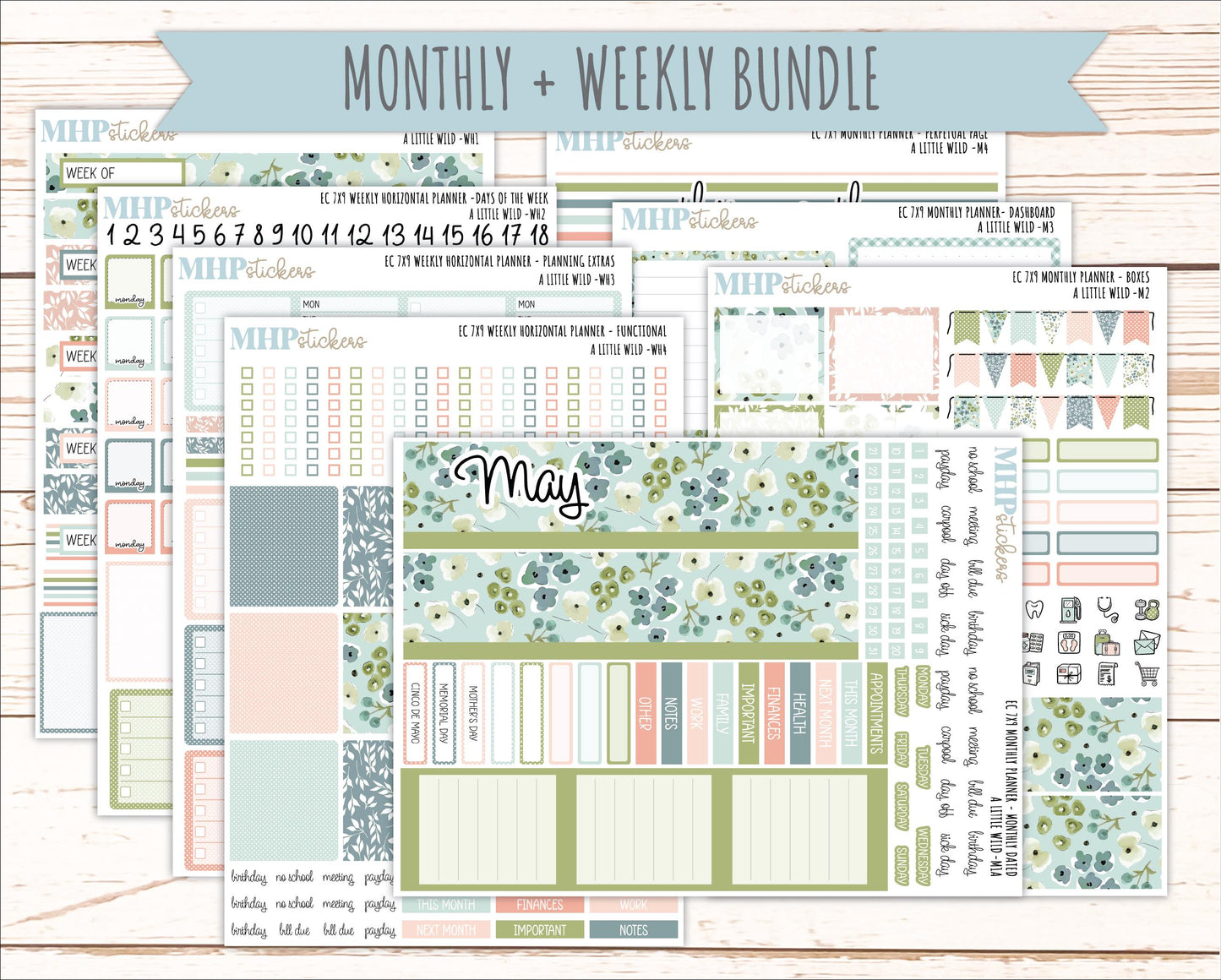 MAY Weekly Horizontal Planning Kit for 7x9 Erin Condren Planners. 2026 Collection "A Little Wild" || ECWH