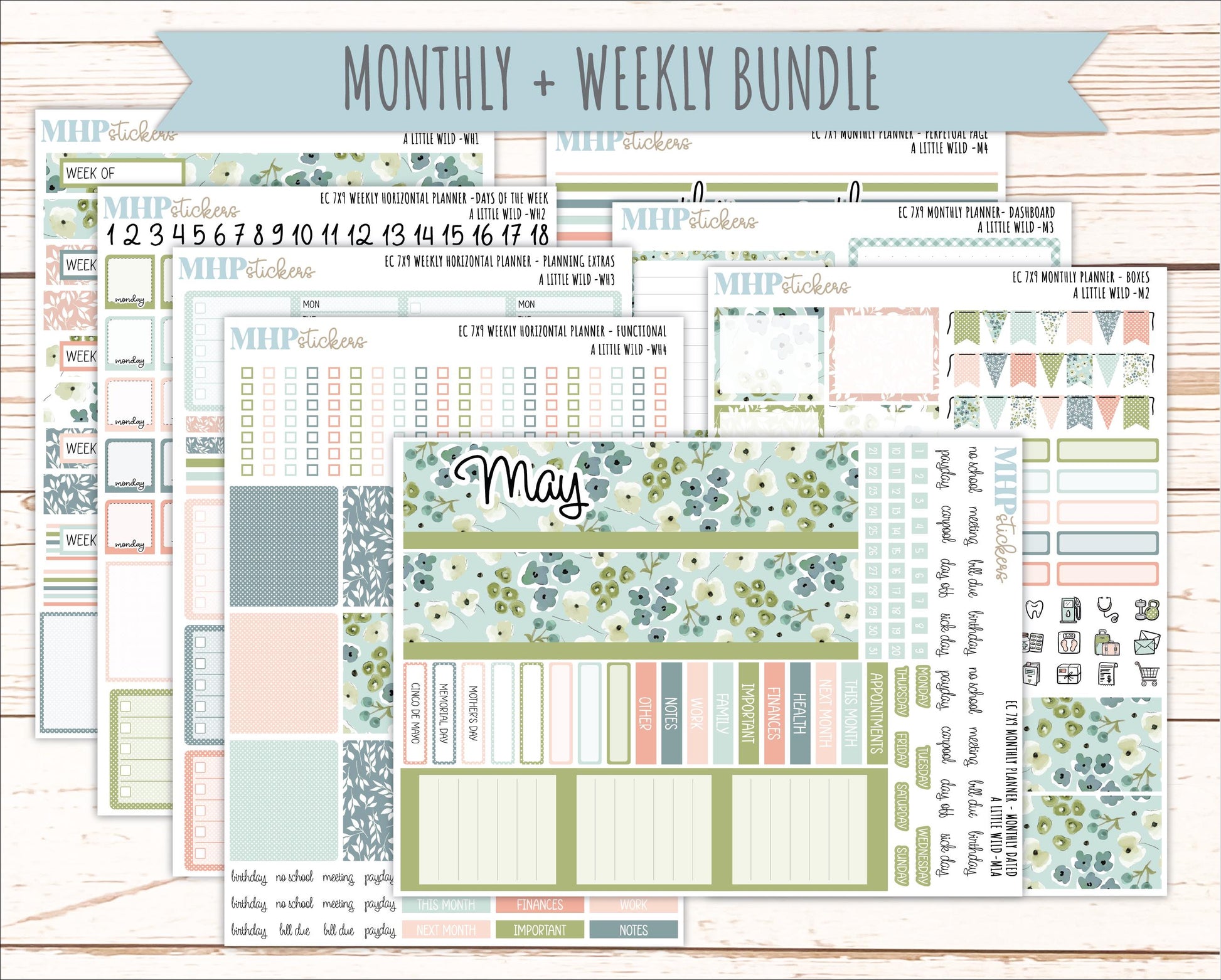 MAY Weekly Horizontal Planning Kit for 7x9 Erin Condren Planners. 2026 Collection "A Little Wild" || ECWH