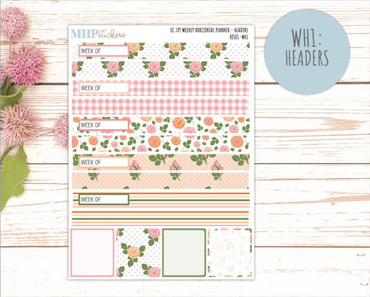 MAY Weekly Horizontal Planning Kit for 7x9 Erin Condren Planners. 2026 Collection "Roses" || ECWH
