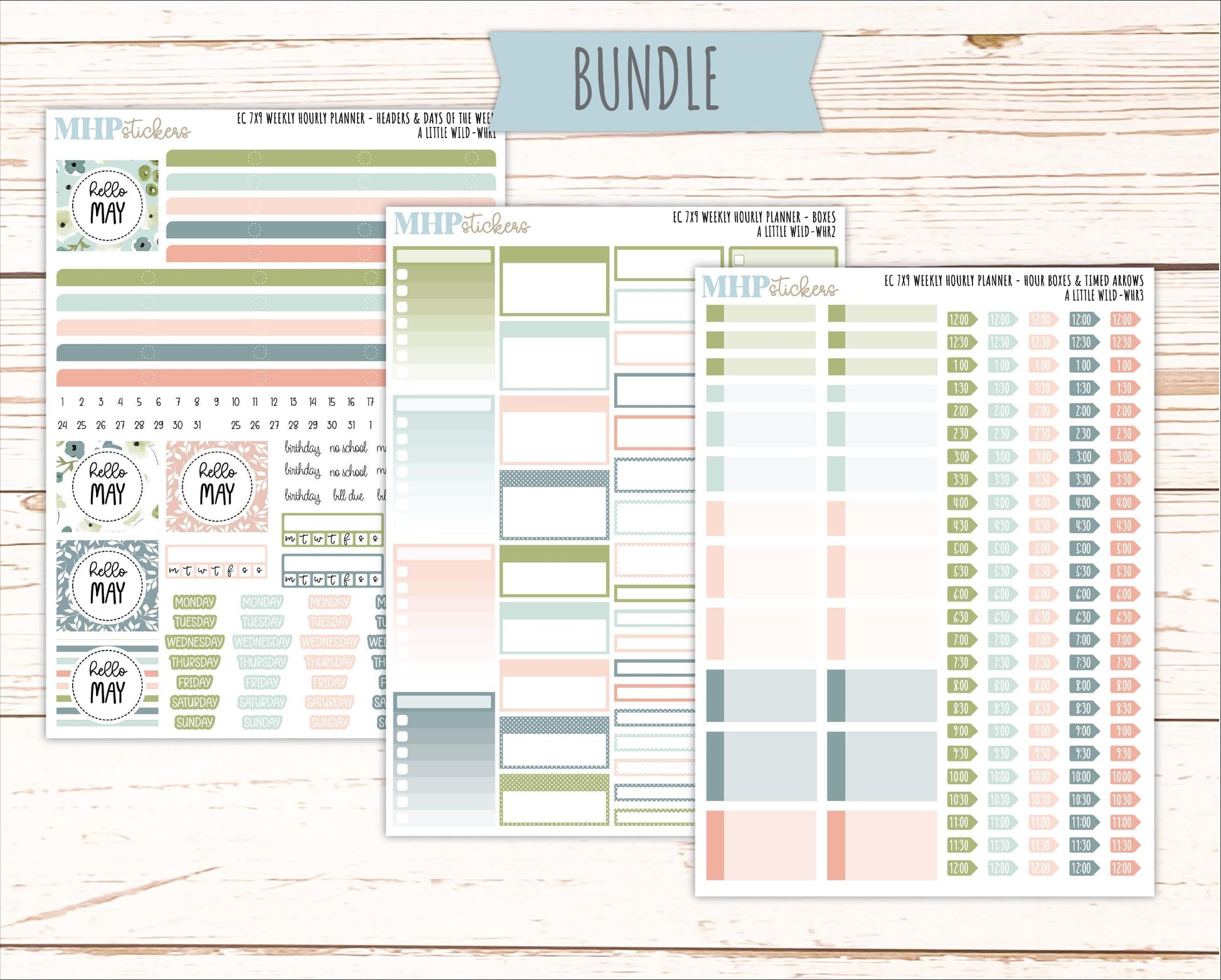 MAY Weekly Hourly Planning Kits for 7x9 Erin Condren Planners. 2026 Collection "A Little Wild" || ECWHR