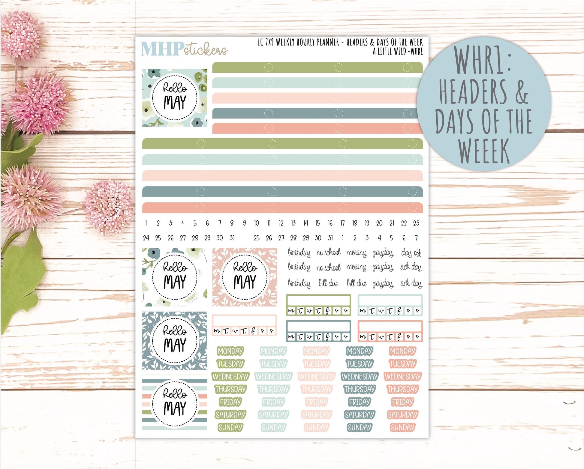 MAY Weekly Hourly Planning Kits for 7x9 Erin Condren Planners. 2026 Collection "A Little Wild" || ECWHR