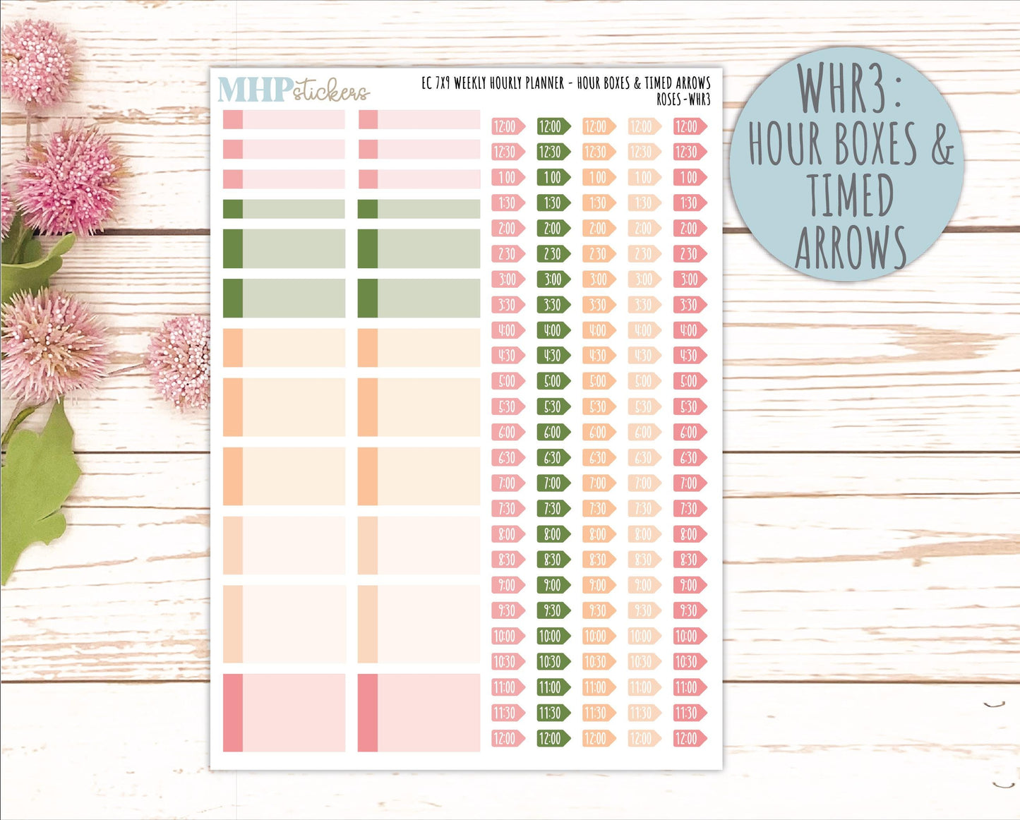 MAY Weekly Hourly Planning Kits for 7x9 Erin Condren Planners. 2026 Collection "Roses" || ECWHR