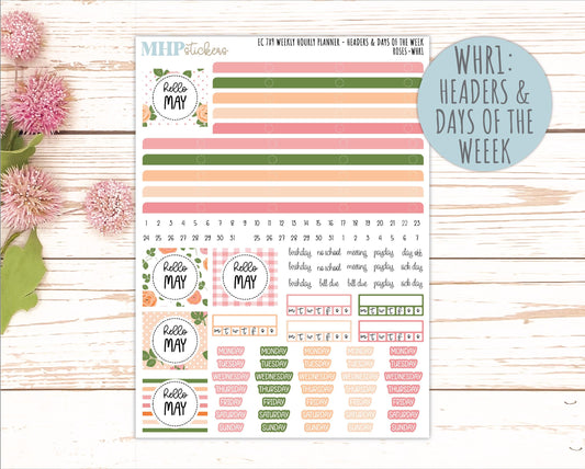 MAY Weekly Hourly Planning Kits for 7x9 Erin Condren Planners. 2026 Collection "Roses" || ECWHR