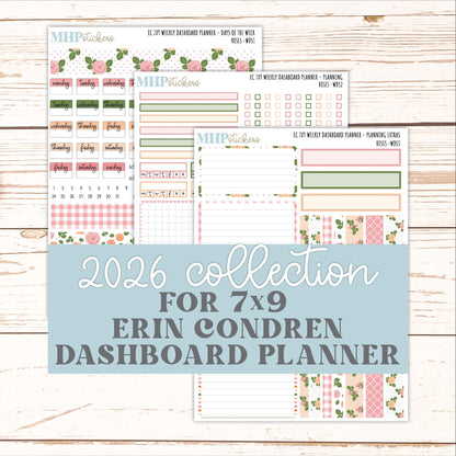 MAY Weekly Dashboard Kit for 7x9 Erin Condren Planners. 2026 Collection "Roses" || ECWDS