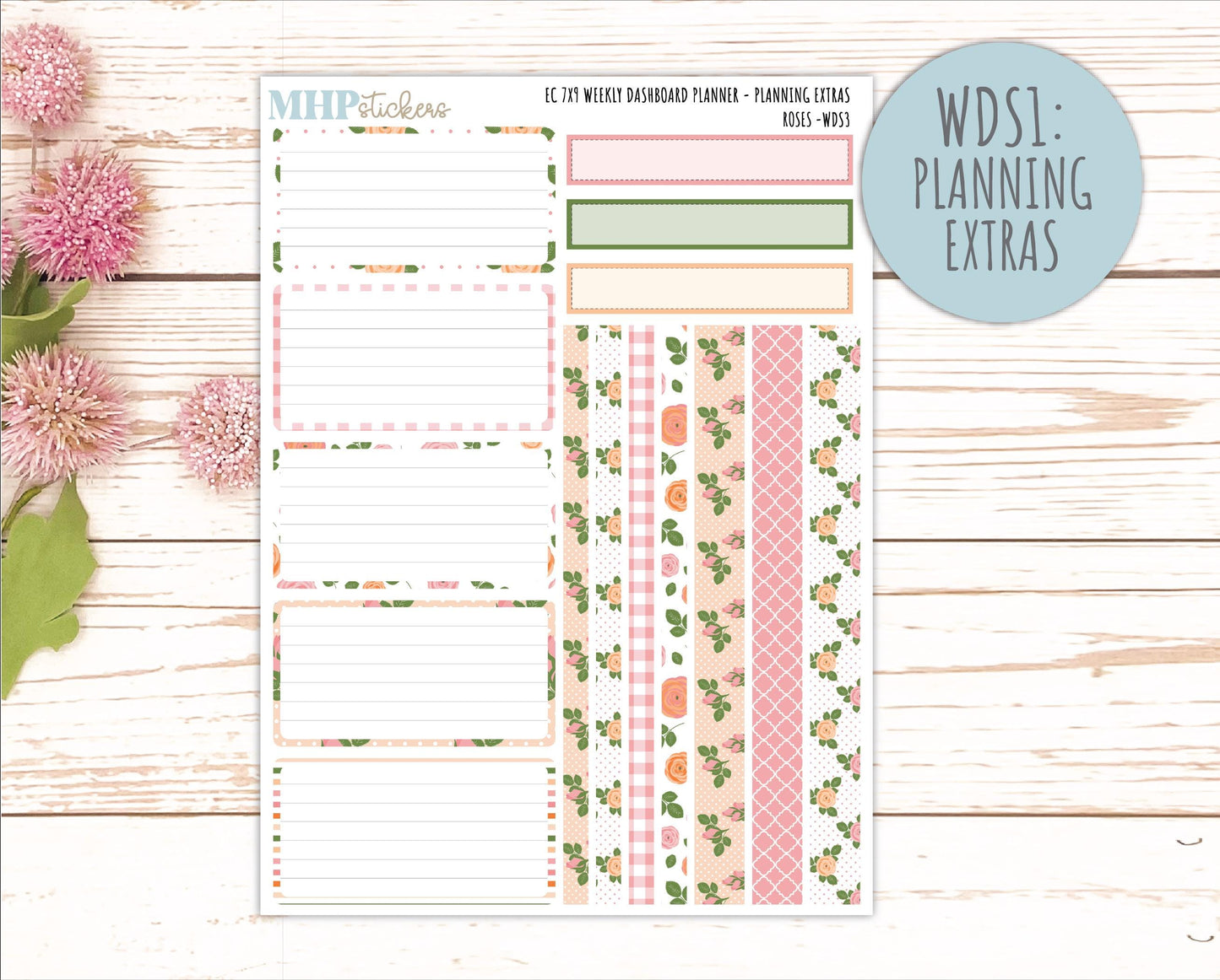 MAY Weekly Dashboard Kit for 7x9 Erin Condren Planners. 2026 Collection "Roses" || ECWDS