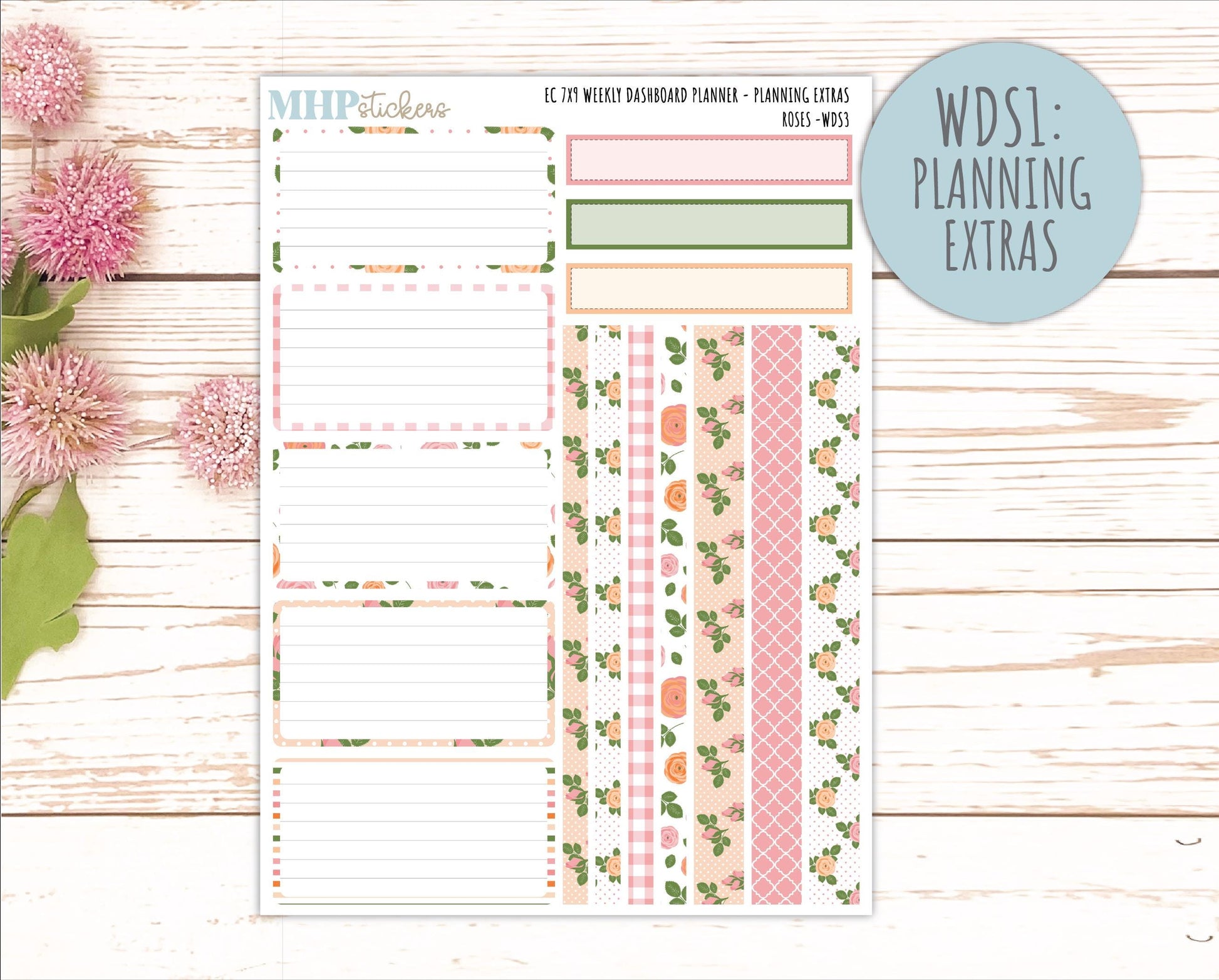 MAY Weekly Dashboard Kit for 7x9 Erin Condren Planners. 2026 Collection "Roses" || ECWDS