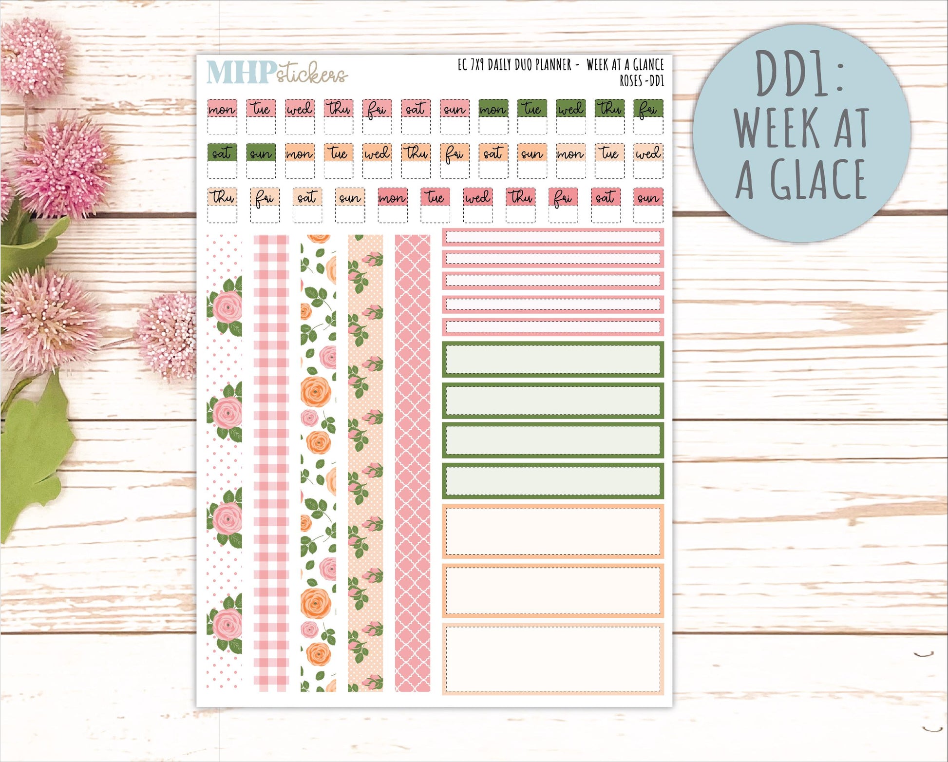 MAY Daily Duo Sticker Kit for 7x9 Erin Condren Planners. 2026 Collection "Roses" || ECDD