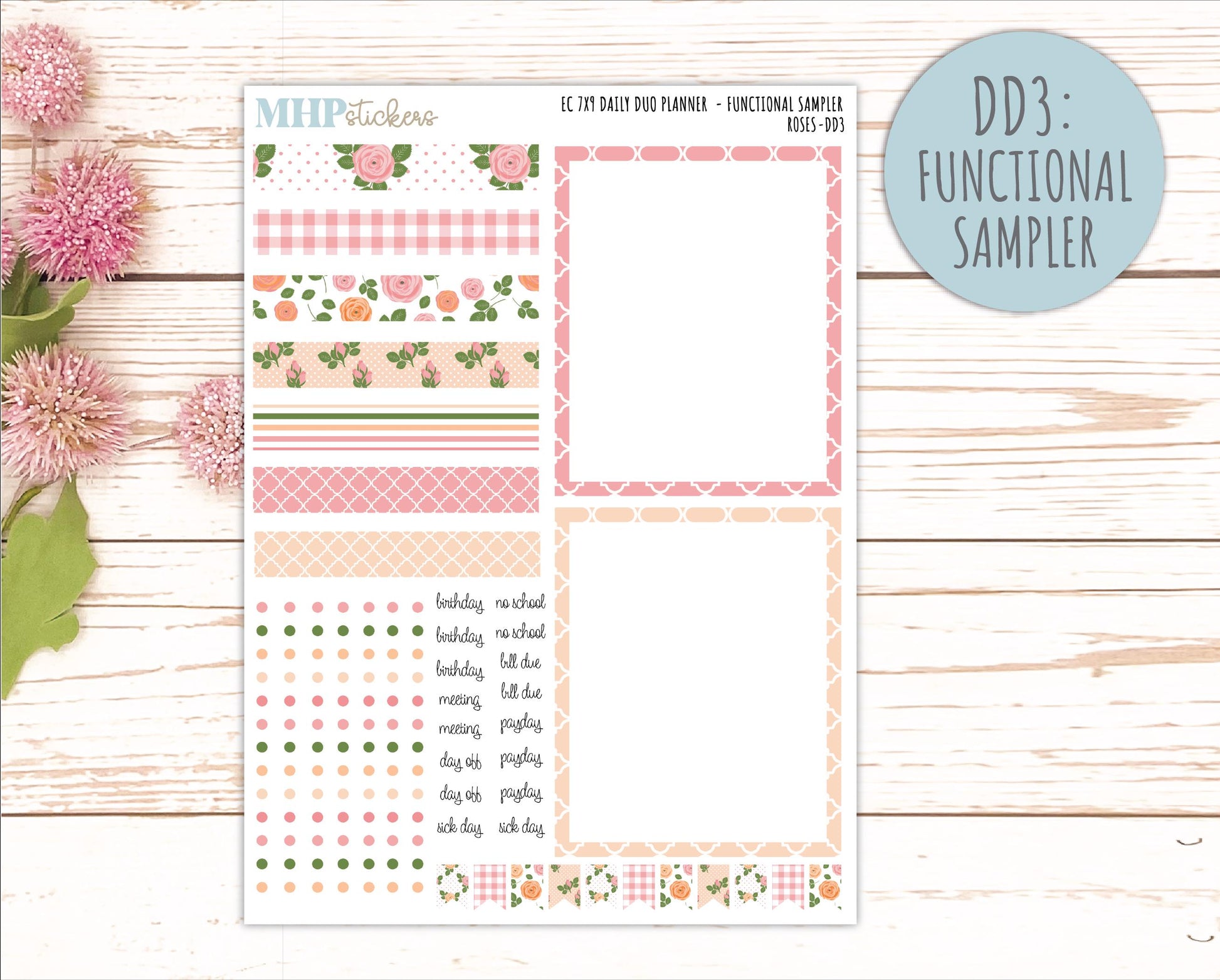 MAY Daily Duo Sticker Kit for 7x9 Erin Condren Planners. 2026 Collection "Roses" || ECDD