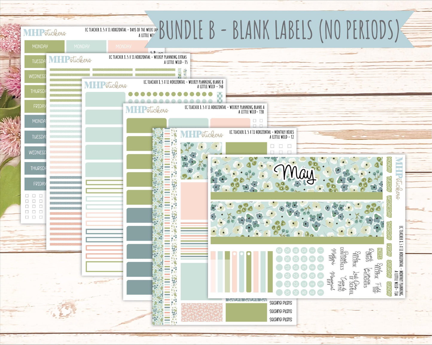 MAY Stickers for EC Teacher Lesson Planner - Horizontal Layout. 2026 Collection "A Little Wild" || ECTH