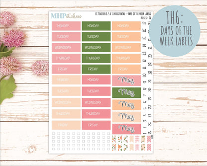 MAY Stickers for EC Teacher Lesson Planner - Horizontal Layout. 2026 Collection "Roses" || ECTH