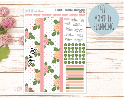 MAY Stickers for EC Teacher Lesson Planner - Horizontal Layout. 2026 Collection "Roses" || ECTH