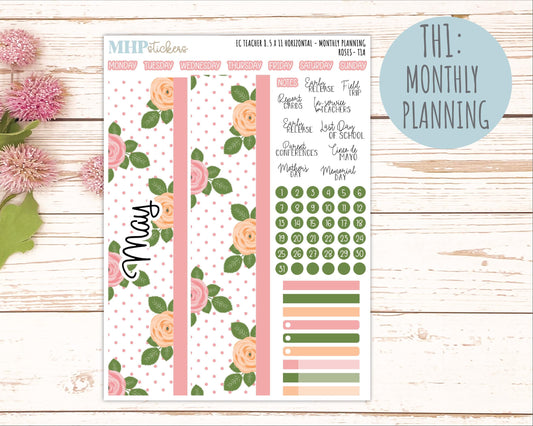 MAY Stickers for EC Teacher Lesson Planner - Horizontal Layout. 2026 Collection "Roses" || ECTH