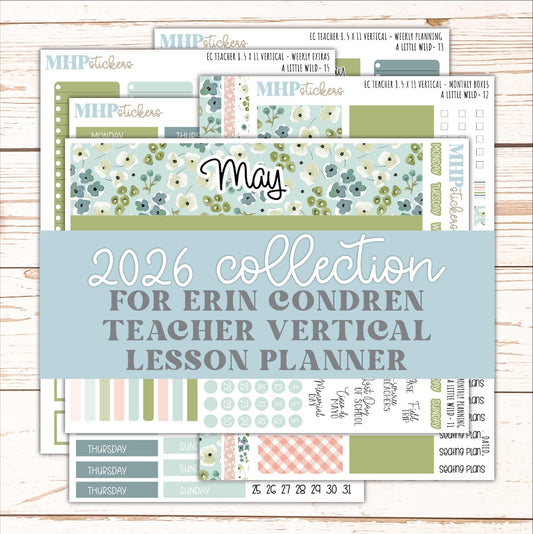 MAY Stickers for EC Teacher Lesson Planner - Vertical Layout. 2026 Collection "A Little Wild" || ECTV