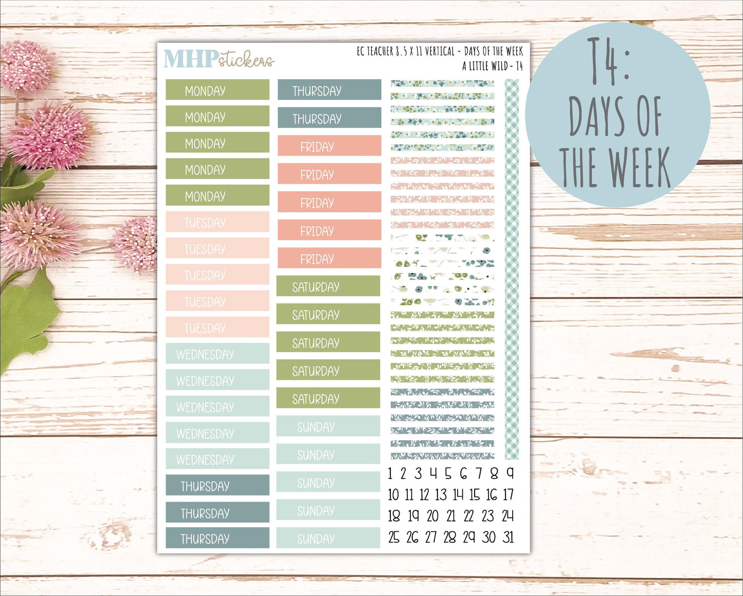 MAY Stickers for EC Teacher Lesson Planner - Vertical Layout. 2026 Collection "A Little Wild" || ECTV
