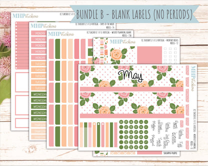 MAY Stickers for EC Teacher Lesson Planner - Vertical Layout. 2026 Collection "Roses" || ECTV