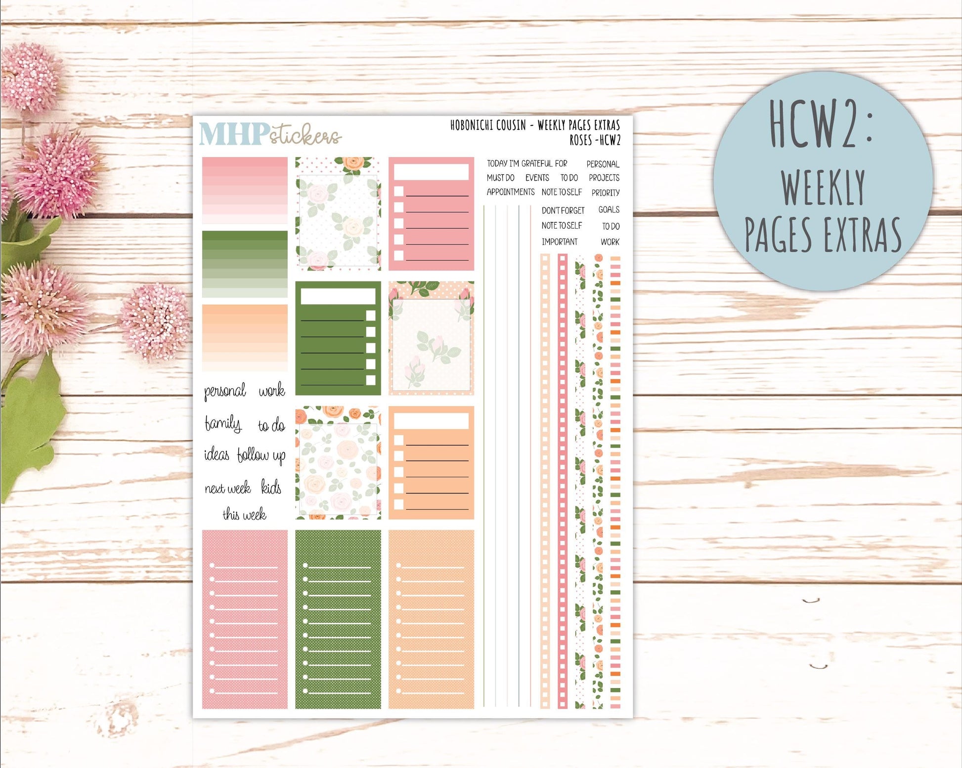 MAY 2026 Stickers for Hobonichi Cousin. A5 Planners "Roses" || HC