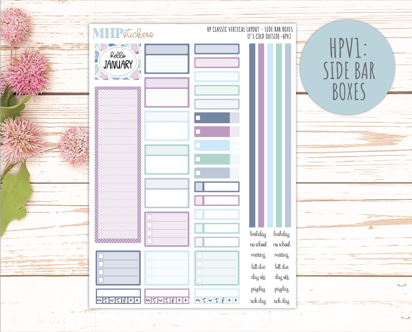 JANUARY Stickers for Happy Planner Classic Vertical Layout. 2026 Collection. "I's Cold Outside" || HPV
