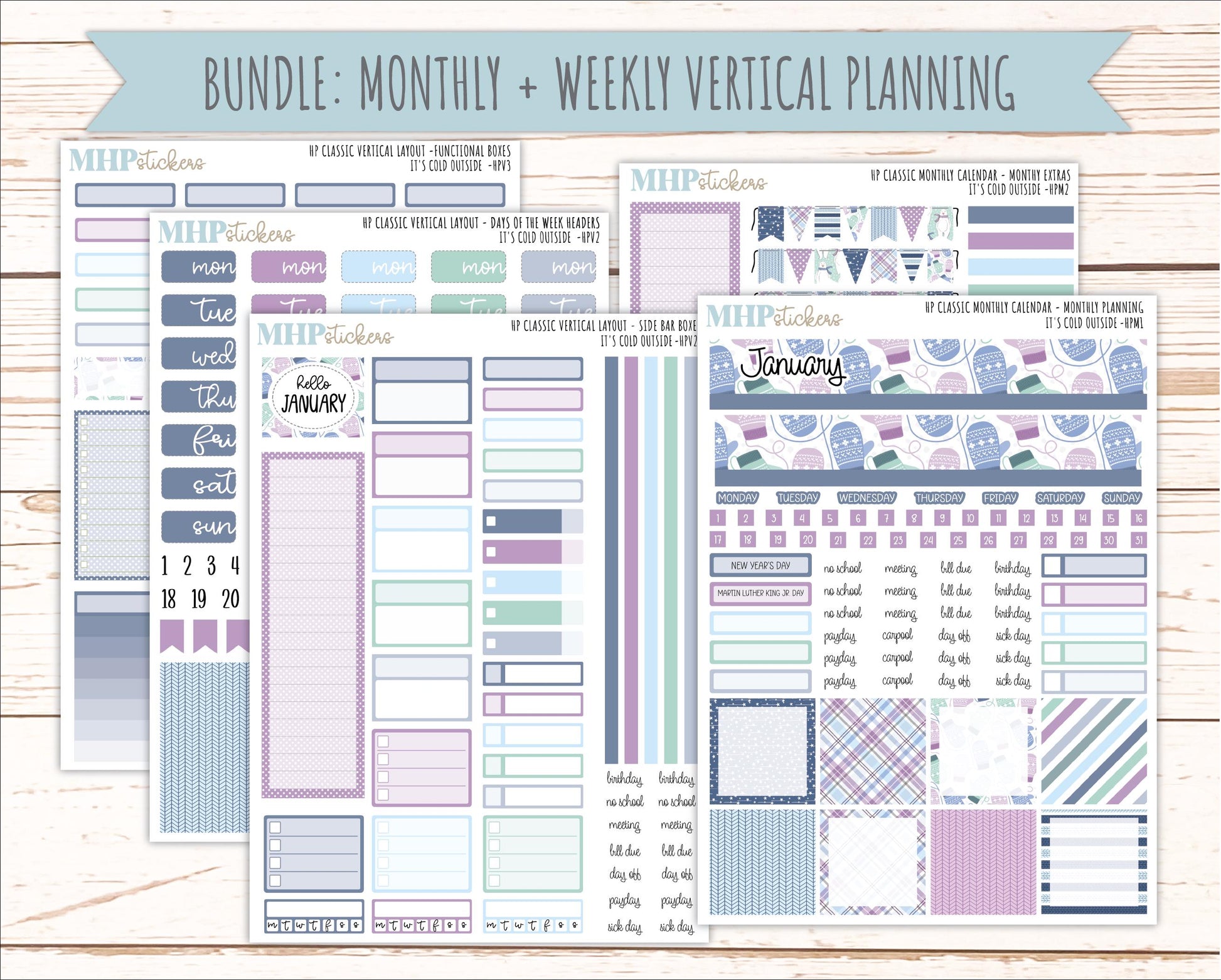 JANUARY Stickers for Happy Planner Classic Vertical Layout. 2026 Collection. "I's Cold Outside" || HPV
