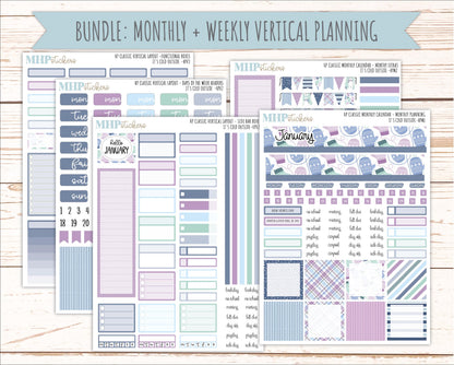 JANUARY Stickers for Happy Planner Classic Vertical Layout. 2026 Collection. "I's Cold Outside" || HPV