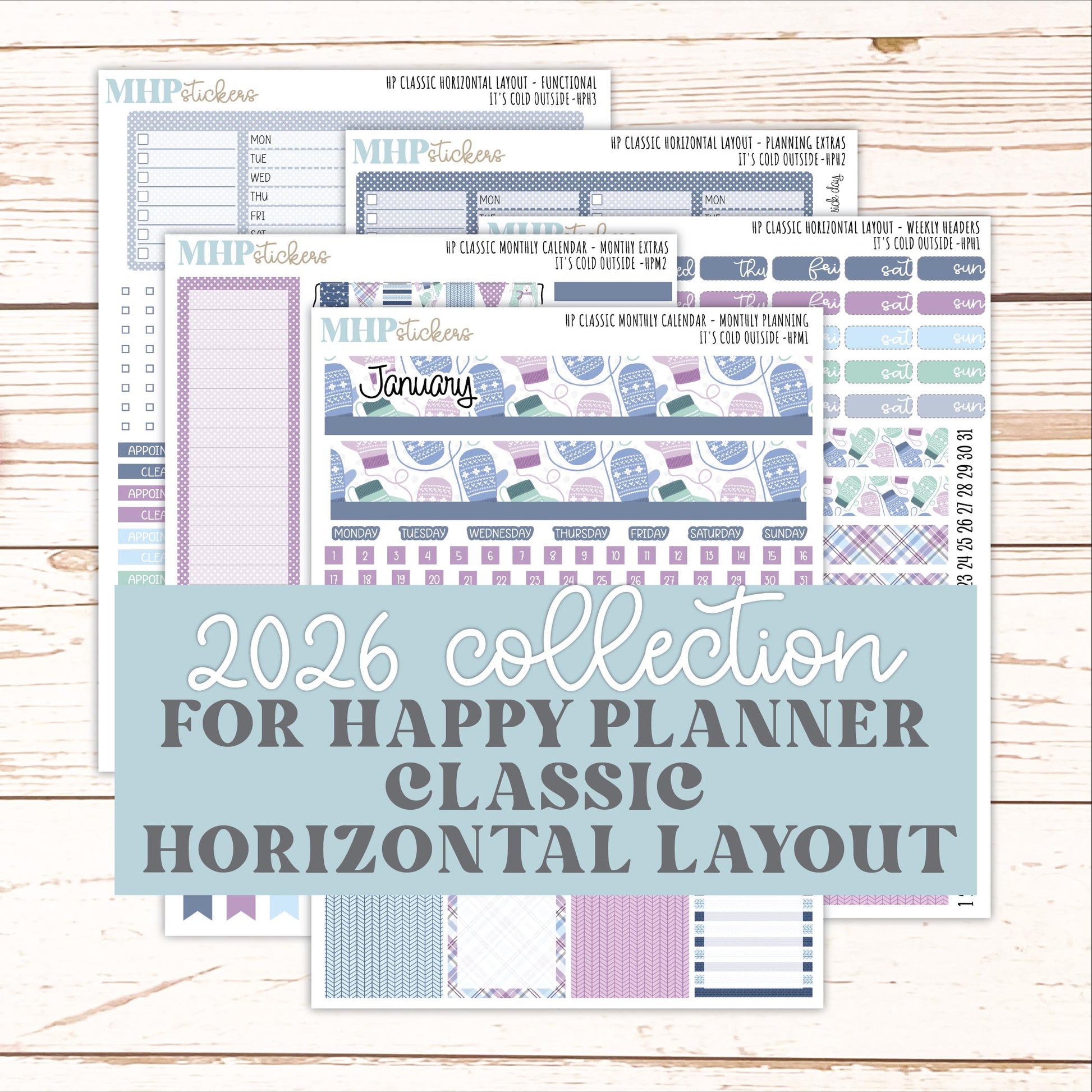 JANUARY Stickers for Happy Planner Classic Horizontal Layout. 2026 Collection. "I's Cold Outside" || HPH